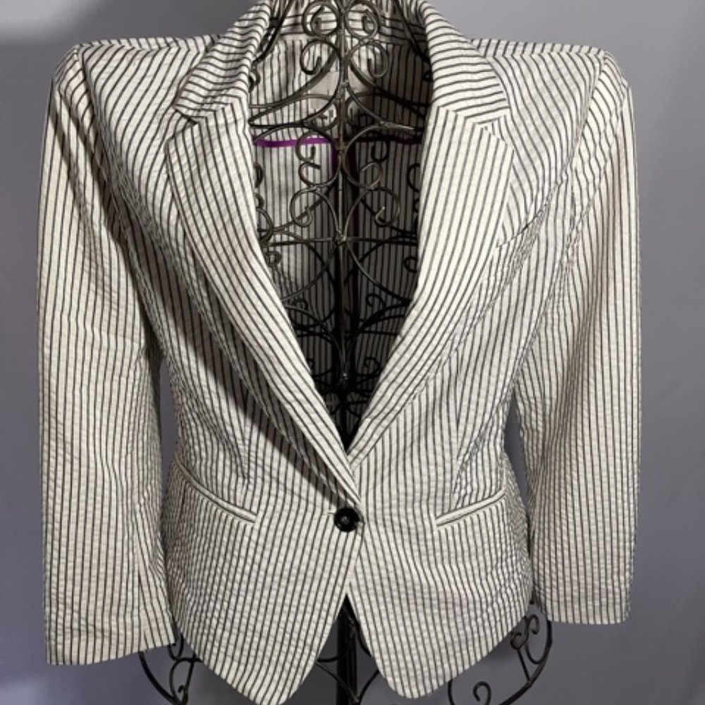 Loft Pin Striped Seersucker Blazer